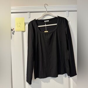 Black Ribbed Long Sleeve Top